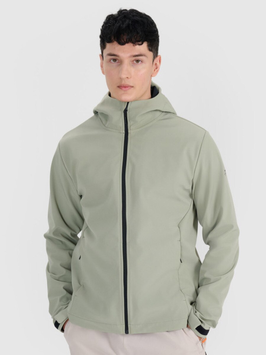 Męski softshell z kapturem 4F 4FWSS25TSOFM324 - zielony