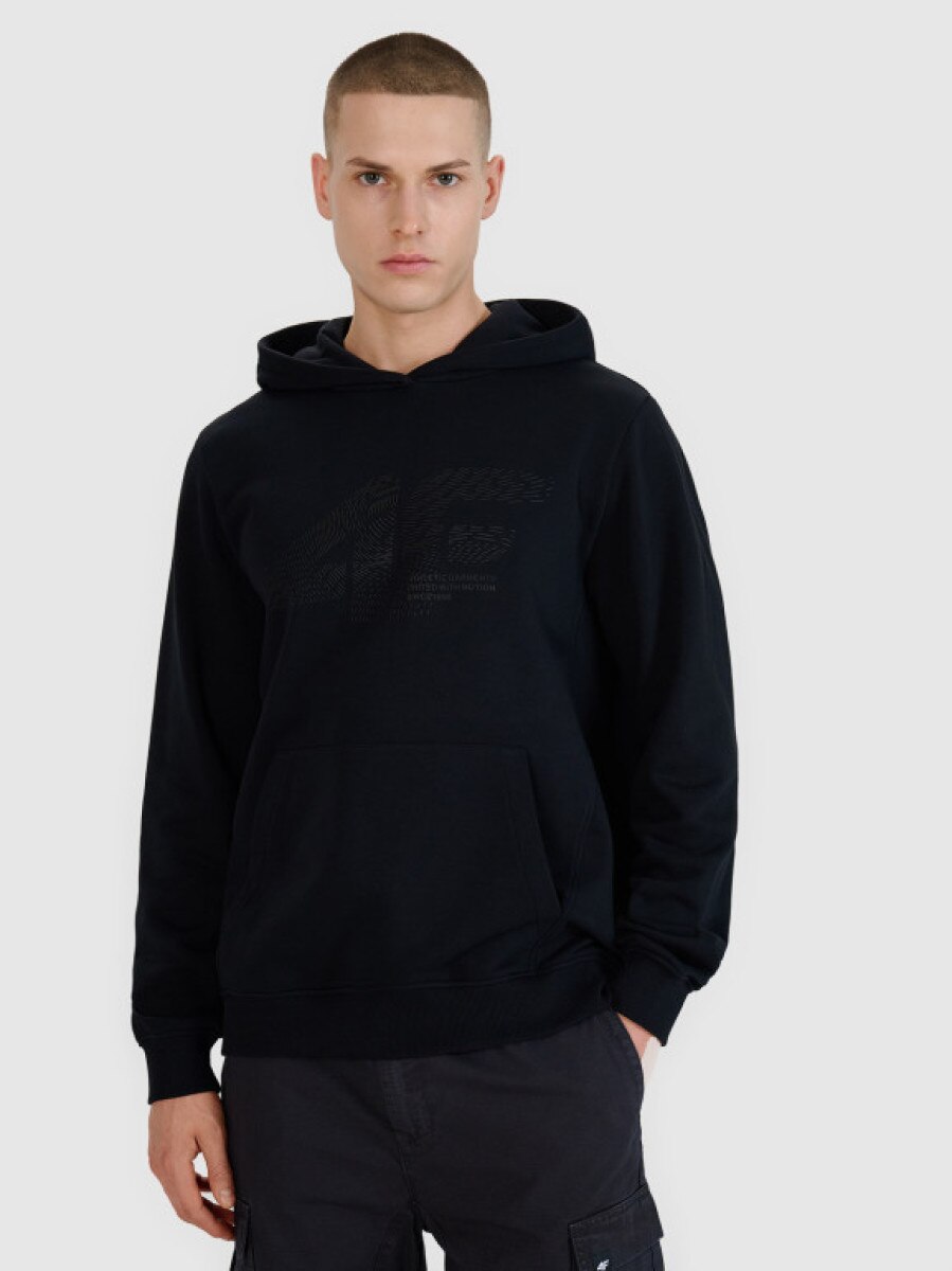 Męska bluza dresowa nierozpinana z kapturem 4F 4FWSS25TSWSM1585 - czarna