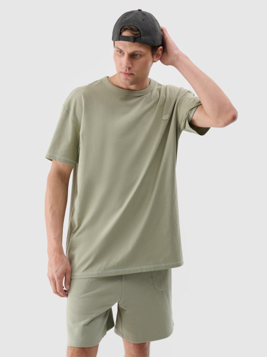 Męski t-shirt oversize 4F 4FWSS25TTSHU1972 - khaki