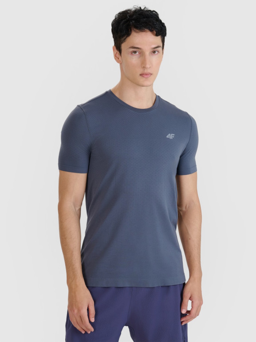 Męska koszulka do biegania 4F 4FWSS25TFTSM1262  - granatowa