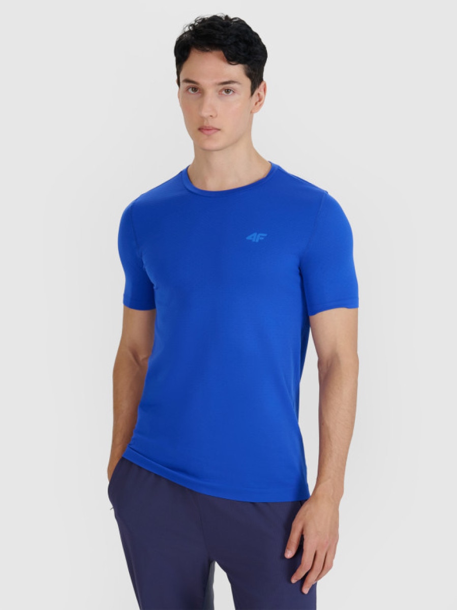 Męska koszulka do biegania 4F 4FWSS25TFTSM1262  - niebieska