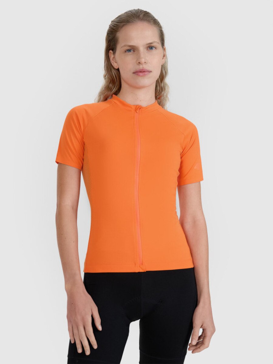 Damska koszulka rowerowa 4F 4FWSS25TFTSF1291 - pomarańczowa