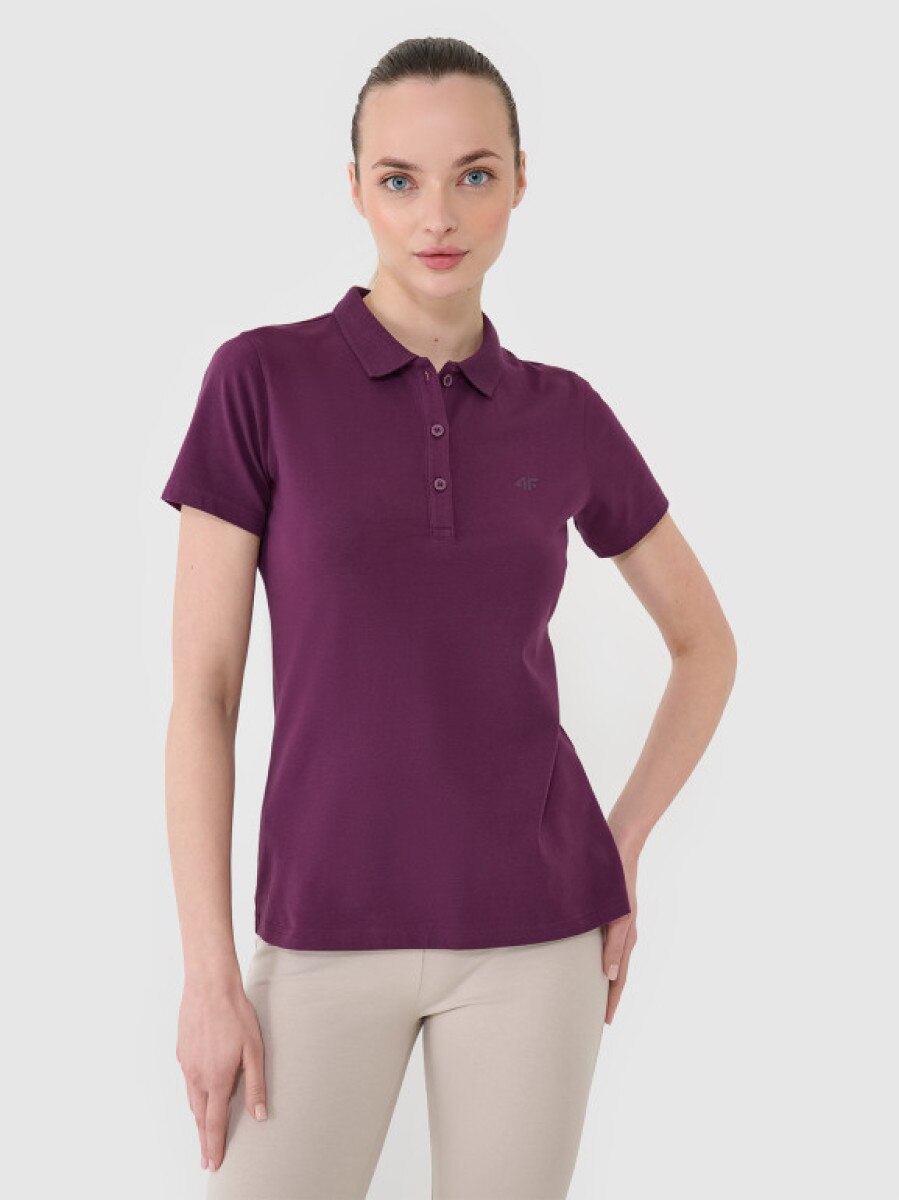 Damska koszulka polo 4F 4FWSS25TPTSF359 - fioletowa