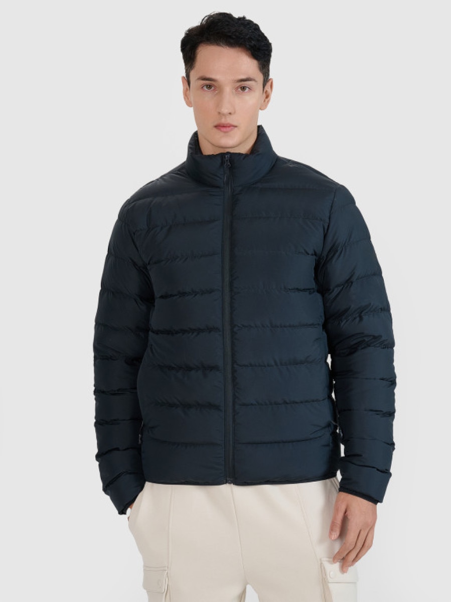 Męska kurtka pikowana z puchem naturalnym 4F 4FWSS25TDJAM541 - czarna