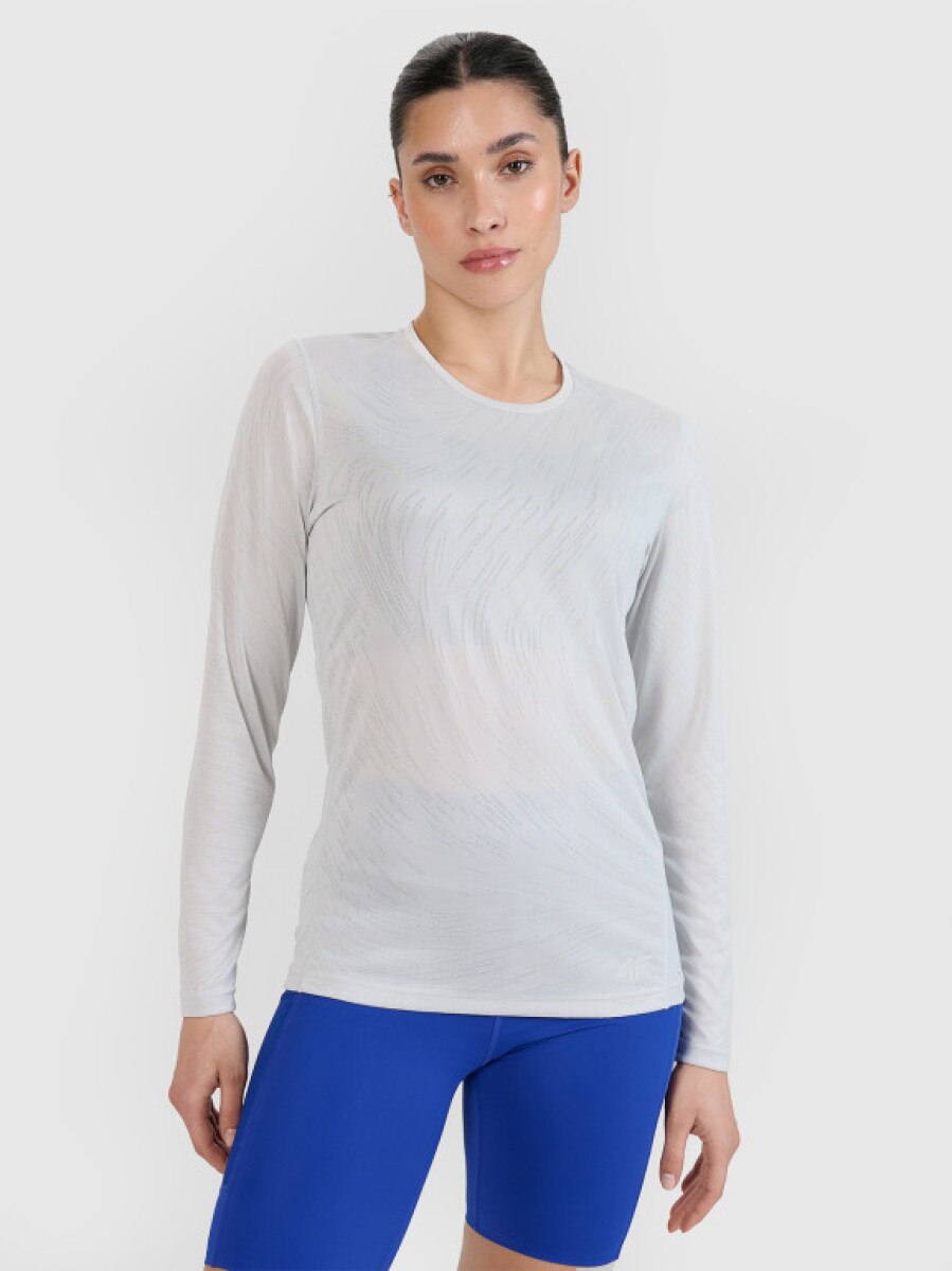 Damski longsleeve do biegania 4F 4FWSS25TFLOF328 - szary