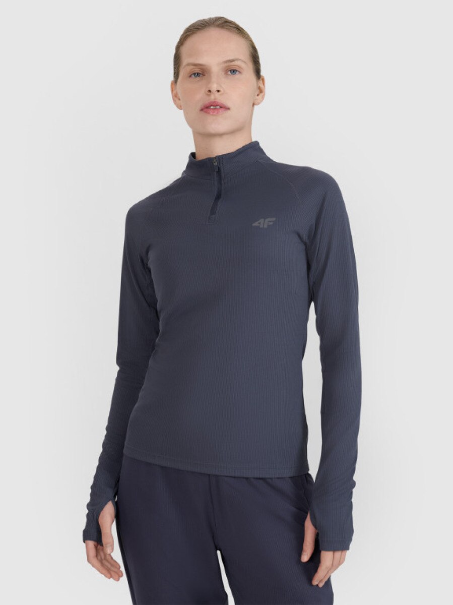 Damski longsleeve do biegania 4F 4FWSS25TFLOF329 - granatowy