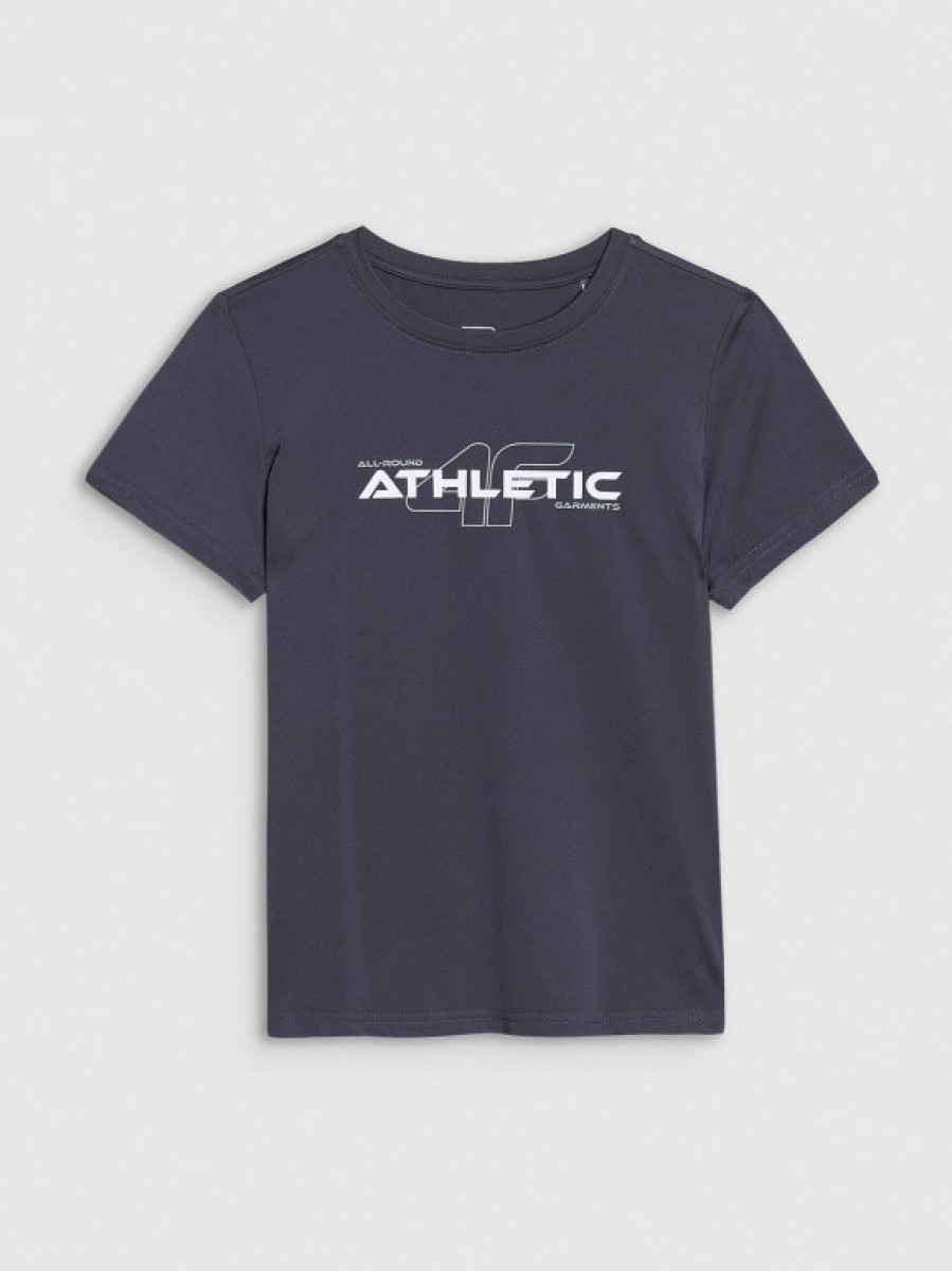 Chłopięcy t-shirt treningowy 4F 4FJWSS25TFTSM1209 - szary