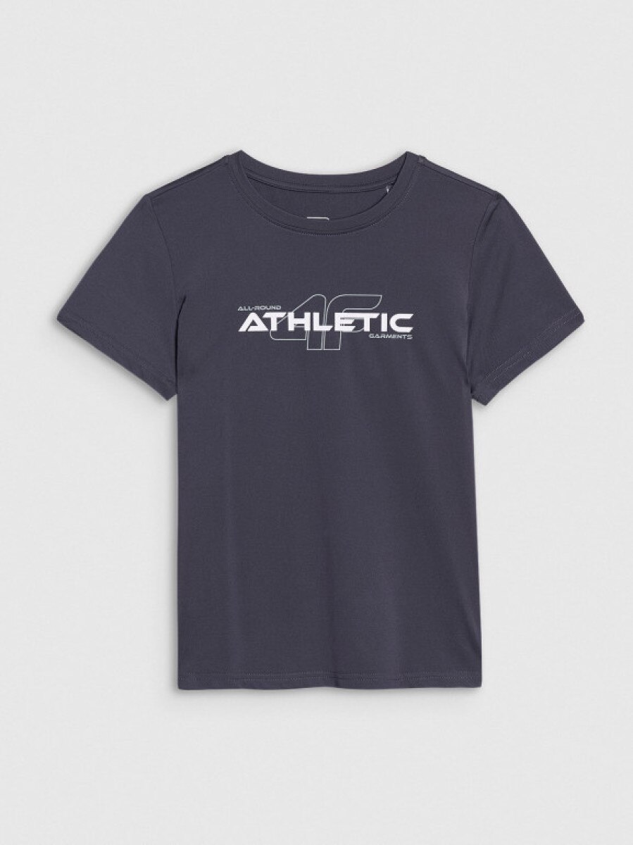 Chłopięcy t-shirt treningowy 4F 4FJWSS25TFTSM1209 - szary
