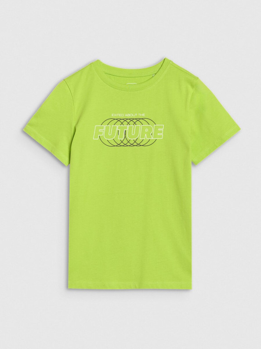 Chłopięcy t-shirt z nadrukiem 4F 4FJRSS25TTSHM2820 - zielony