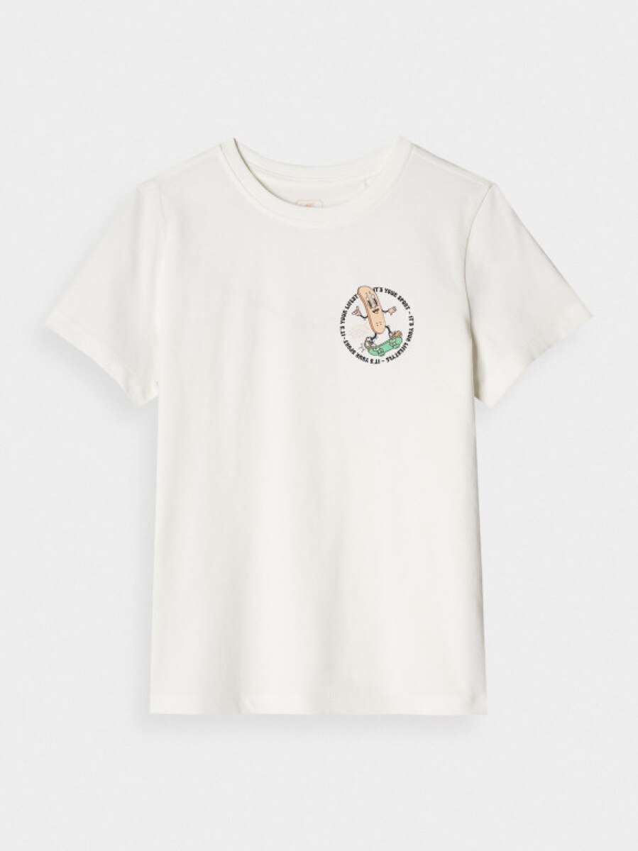 Chłopięcy t-shirt z nadrukiem 4F 4FJRSS25TTSHM2565 - biały