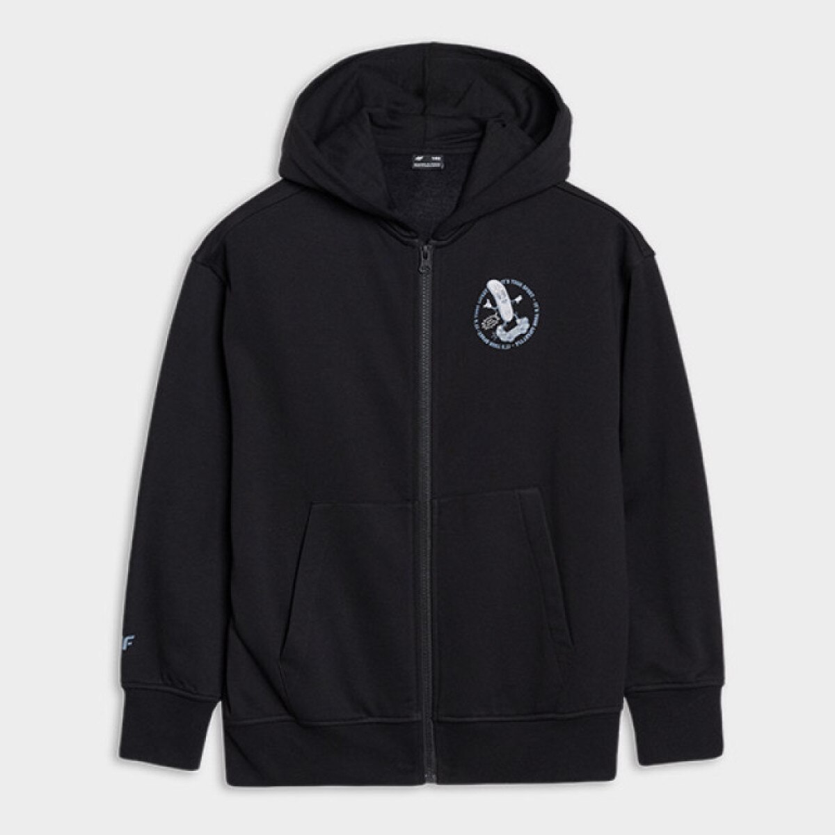 Chłopięca bluza dresowa rozpinana z kapturem 4F 4FJRSS25TSWSM2042 - czarna