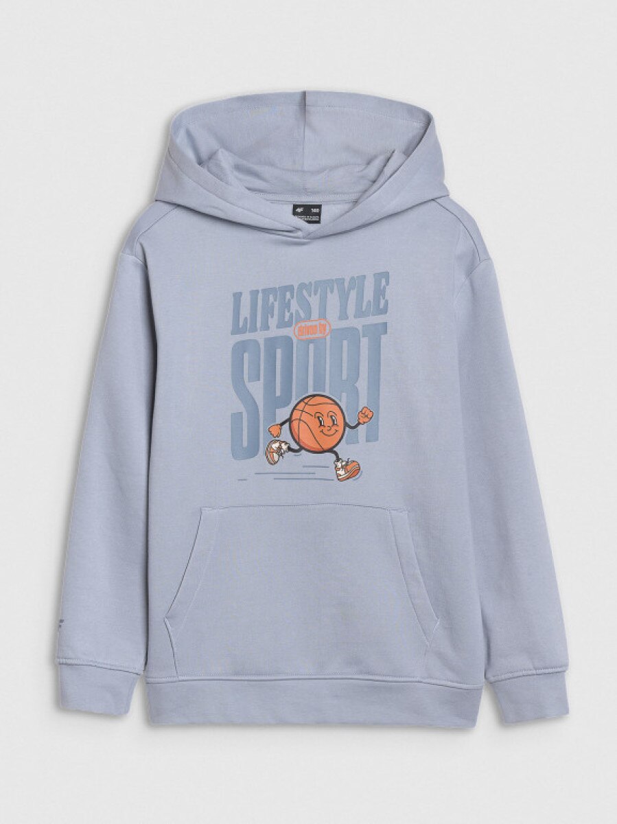 Chłopięca bluza dresowa nierozpinana z kapturem 4F 4FJRSS25TSWSM2041 -  niebieska