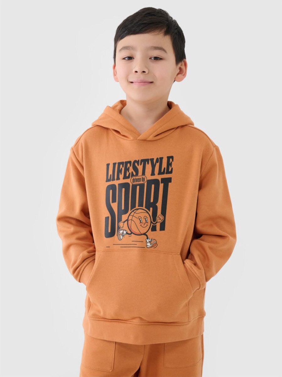 Chłopięca bluza dresowa nierozpinana z kapturem 4F 4FJRSS25TSWSM2041 -  niebieska