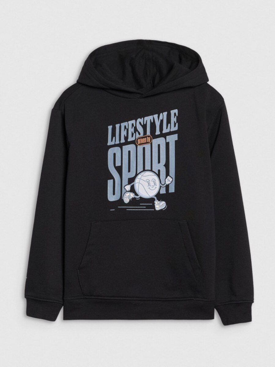 Chłopięca bluza dresowa nierozpinana z kapturem 4F 4FJRSS25TSWSM2041 -  czarna