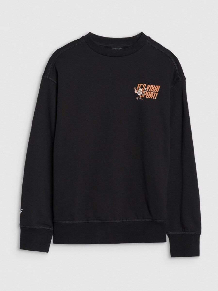 Chłopięca bluza dresowa nierozpinana z kapturem 4F 4FJRSS25TSWSM2040 - czarna