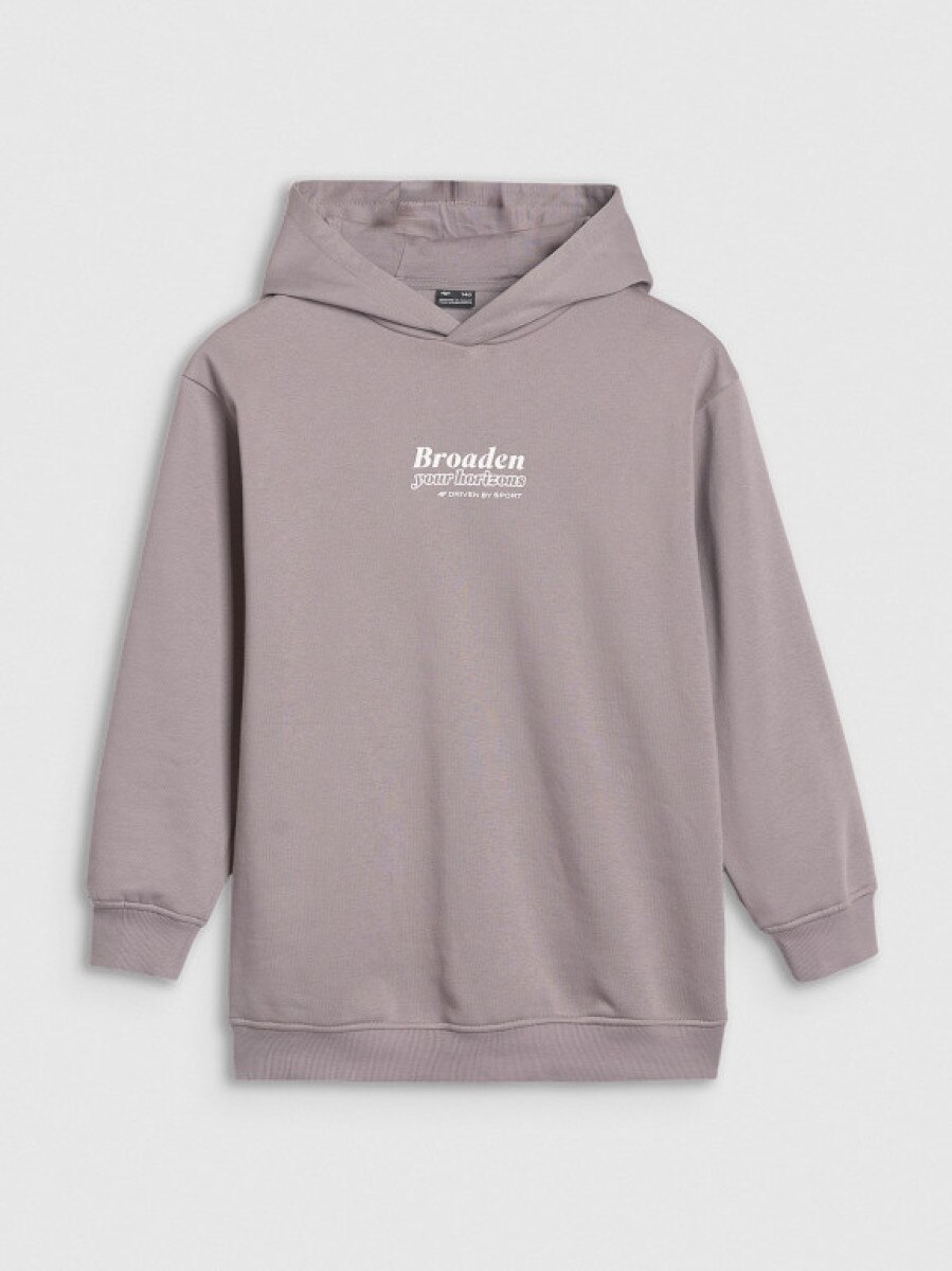 Dziewczęca bluza dresowa nierozpinana z kapturem 4F 4FJRSS25TSWSF2056 - beżowa