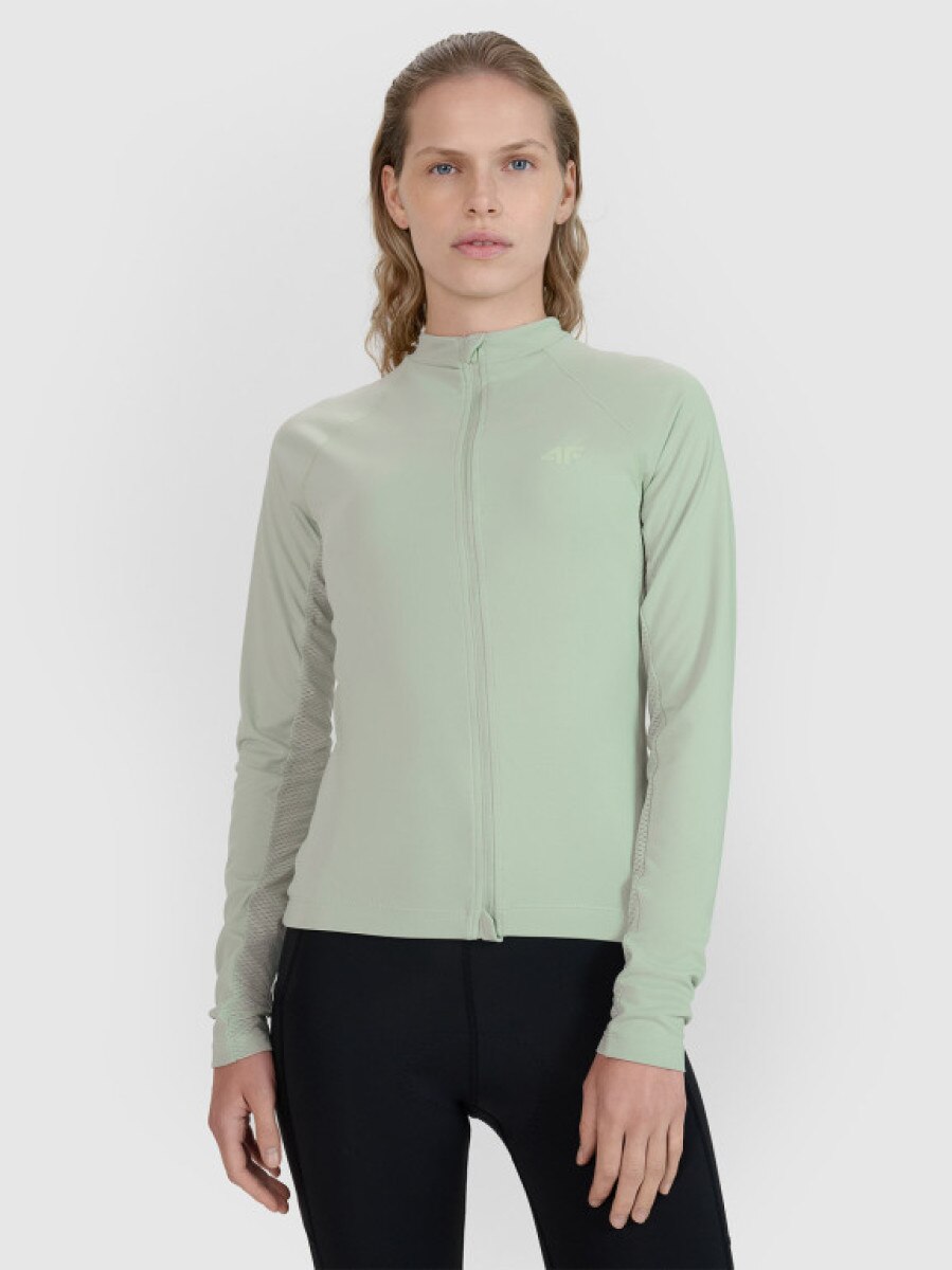 Damski longsleeve rowerowy 4F 4FWSS25TFLOF343 - zielony