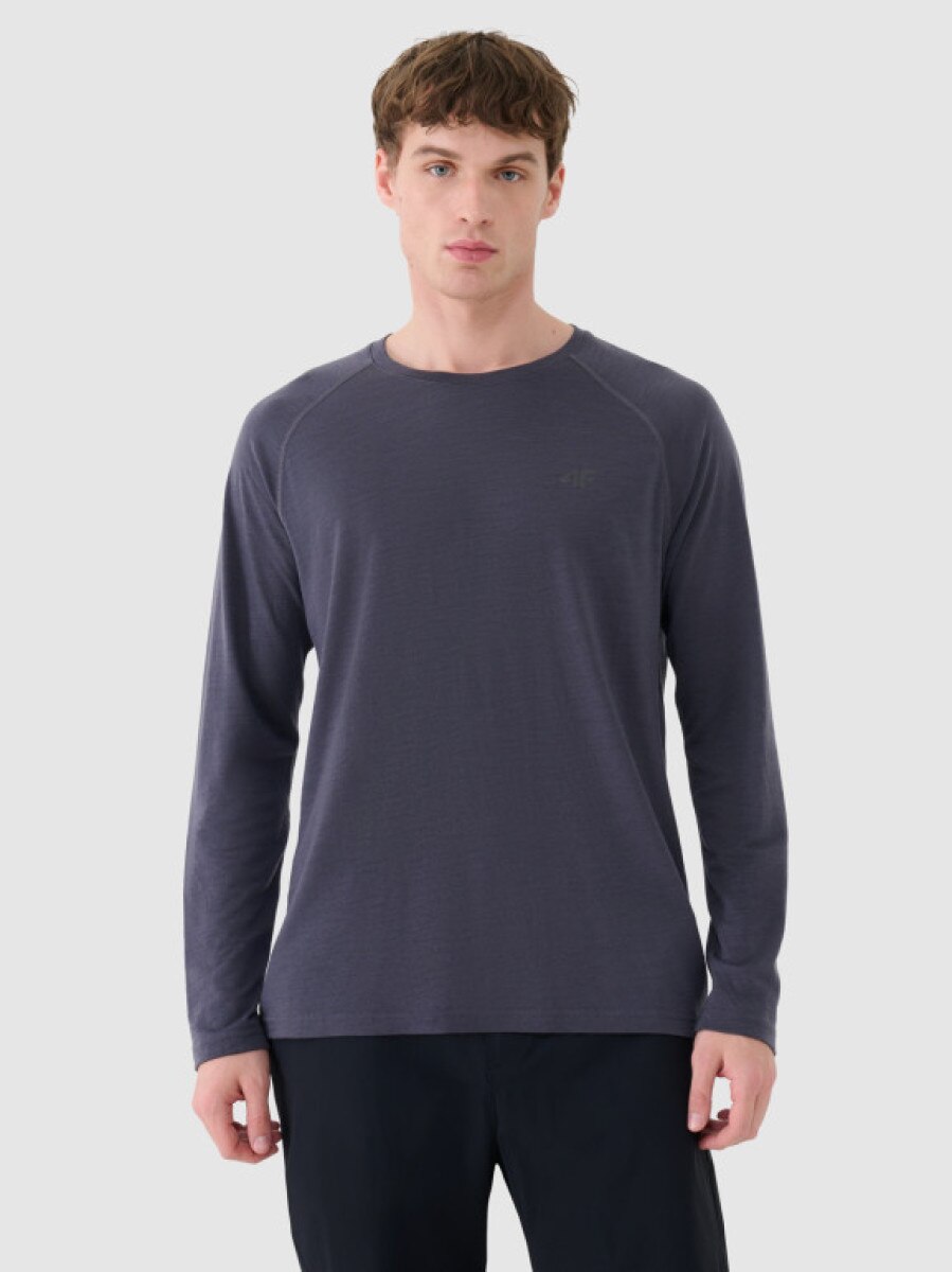 Męski longsleeve trekkingowy 4F 4FWSS25TFLOM330 - granatowy