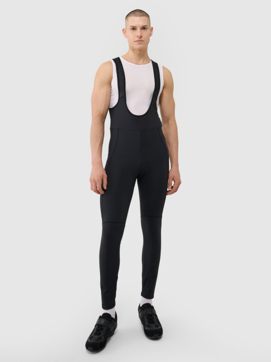 Męskie legginsy rowerowe z szelkami 4F 4FWSS25TFTIM329 - czarne