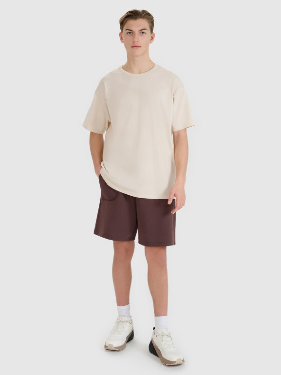 Spodenki dresowe uniseks 4F 4FWSS25TSHOU544 - brązowe