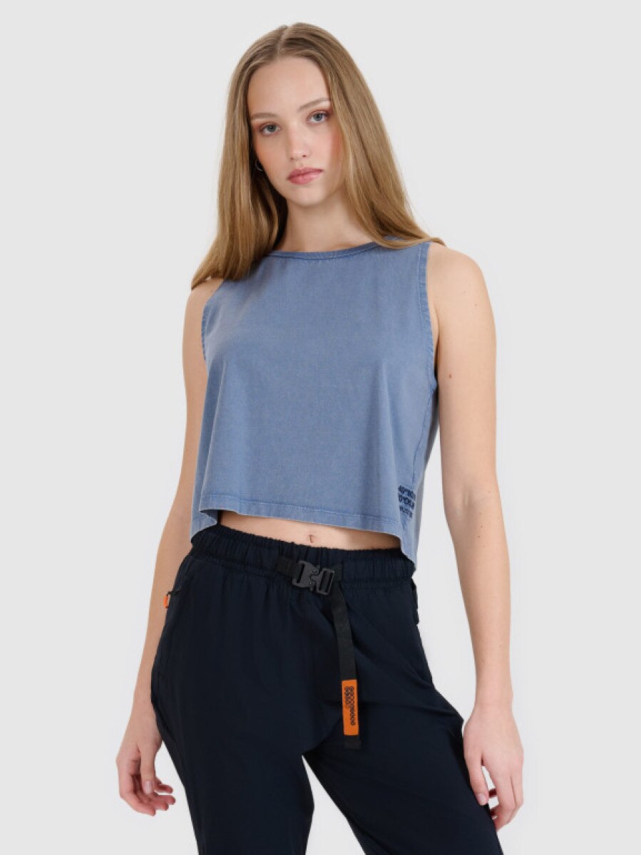 Damski t-shirt z nadrukiem 4F 4FWSS25TSLEF160 - niebieski