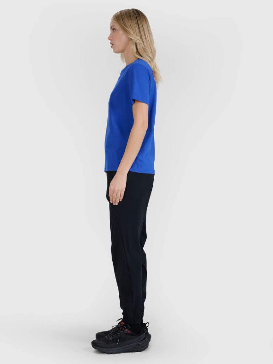 Damski t-shirt z nadrukiem oversize 4F 4FWSS25TTSHF2238 - niebieski