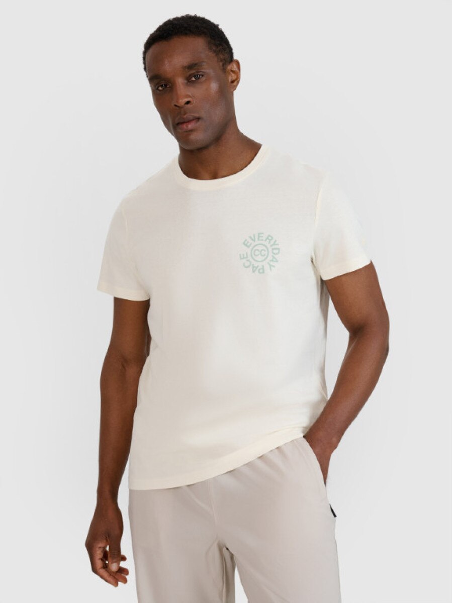 Męski t-shirt z nadrukiem 4F 4FWSS25TTSHM1980 - biały