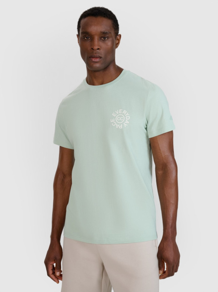 Męski t-shirt z nadrukiem 4F 4FWSS25TTSHM1980 - zielony