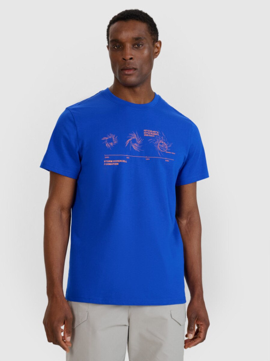 Męski t-shirt z nadrukiem 4F 4FWSS25TTSHM1982 - niebieski