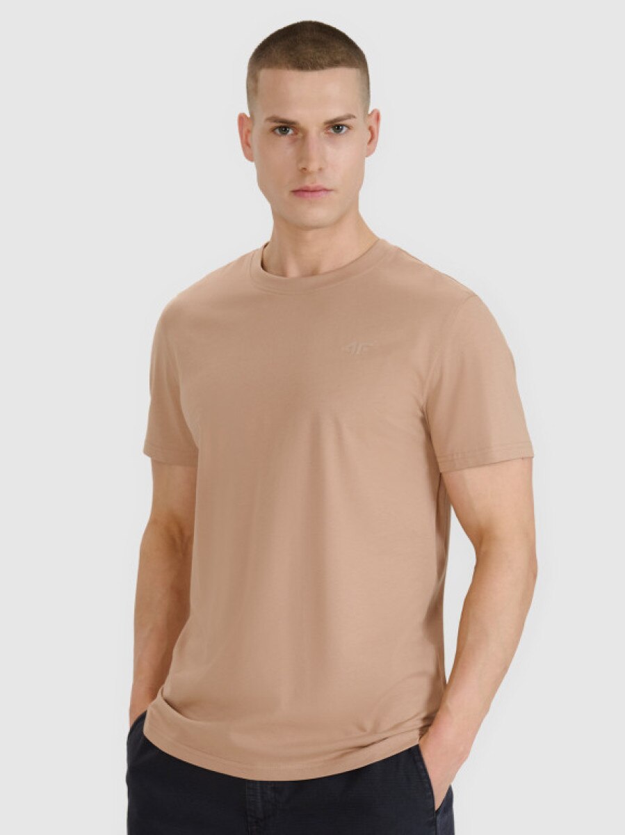 Męski t-shirt basic 4F 4FWSS25TTSHM2074 - brązowy