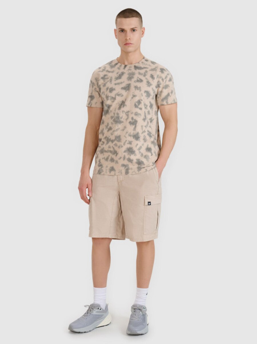Męskie spodenki casual cargo 4F 4FRSS25TSHOM759 - beżowe