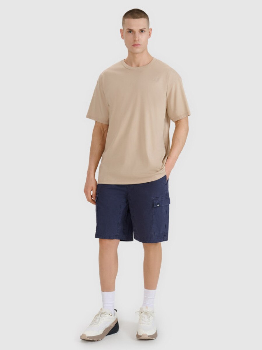 Męskie spodenki casual cargo 4F 4FRSS25TSHOM759 - granatowe