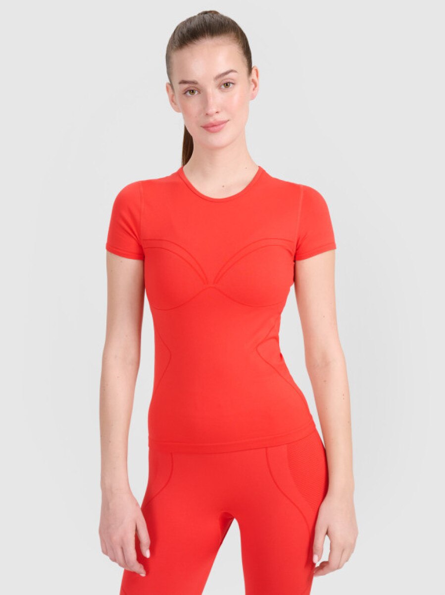 Damska koszulka treningowa 4F 4FRSS25TFTSF1756 - pomarańczowa