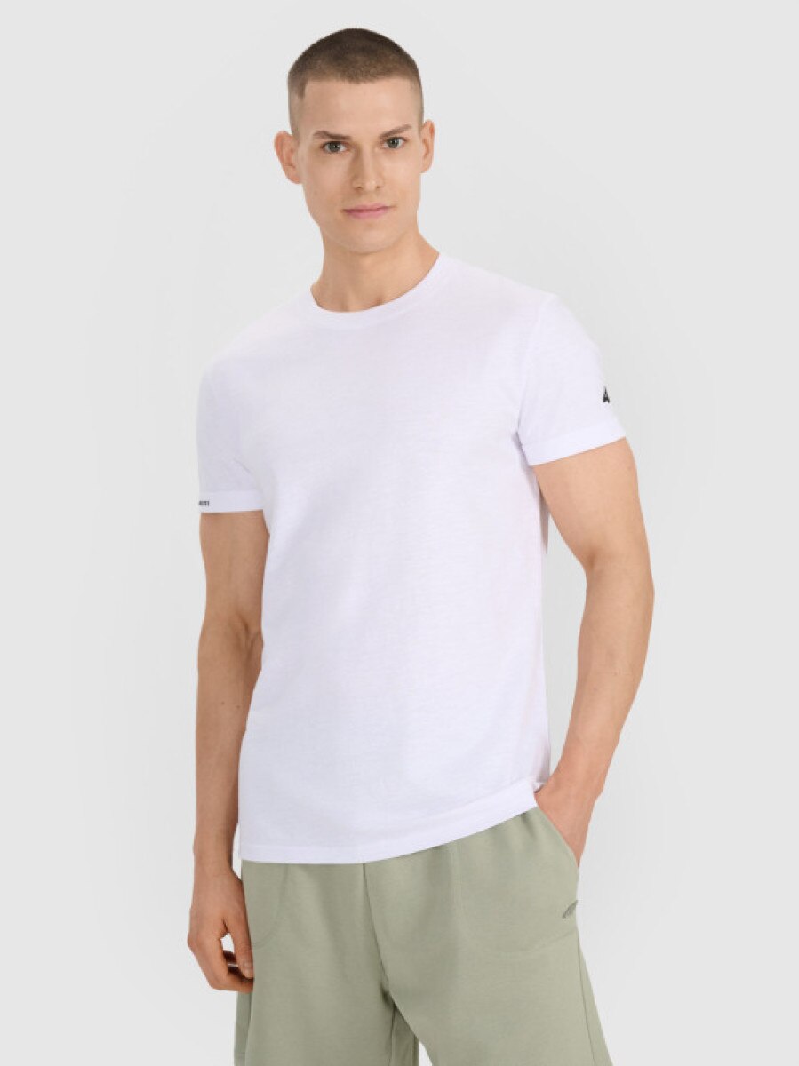 Męski t-shirt basic 4F 4FRSS25TTSHM3041 - biały