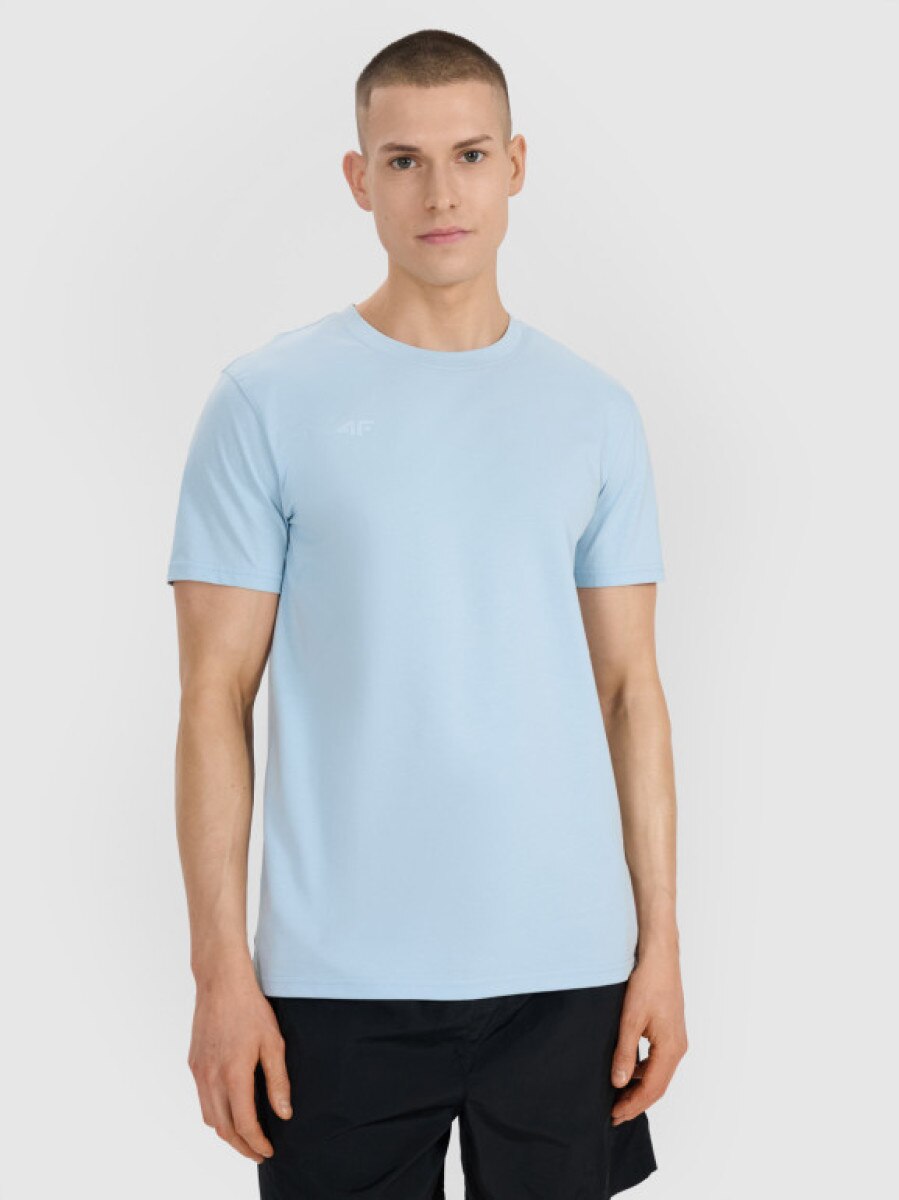 Męski t-shirt z nadrukiem 4F 4FRSS25TTSHM2687 - niebieski