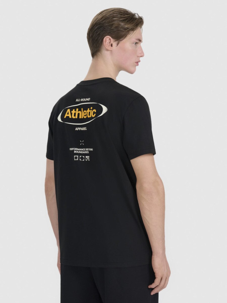 Męski t-shirt z nadrukiem 4F 4FRSS25TTSHM2687 - czarny