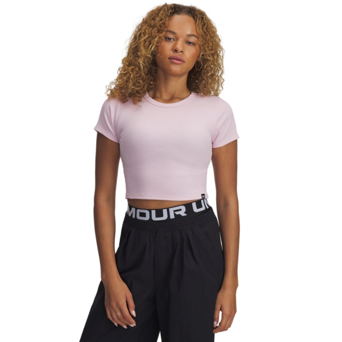 Damski t-shirt crop top Under Armour UA Rival Rib Baby Tee - różowy