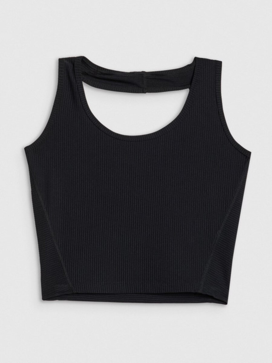 Damski crop top 4F x Anna Lewandowska 4FALSSS25TSLEF215 - czarny