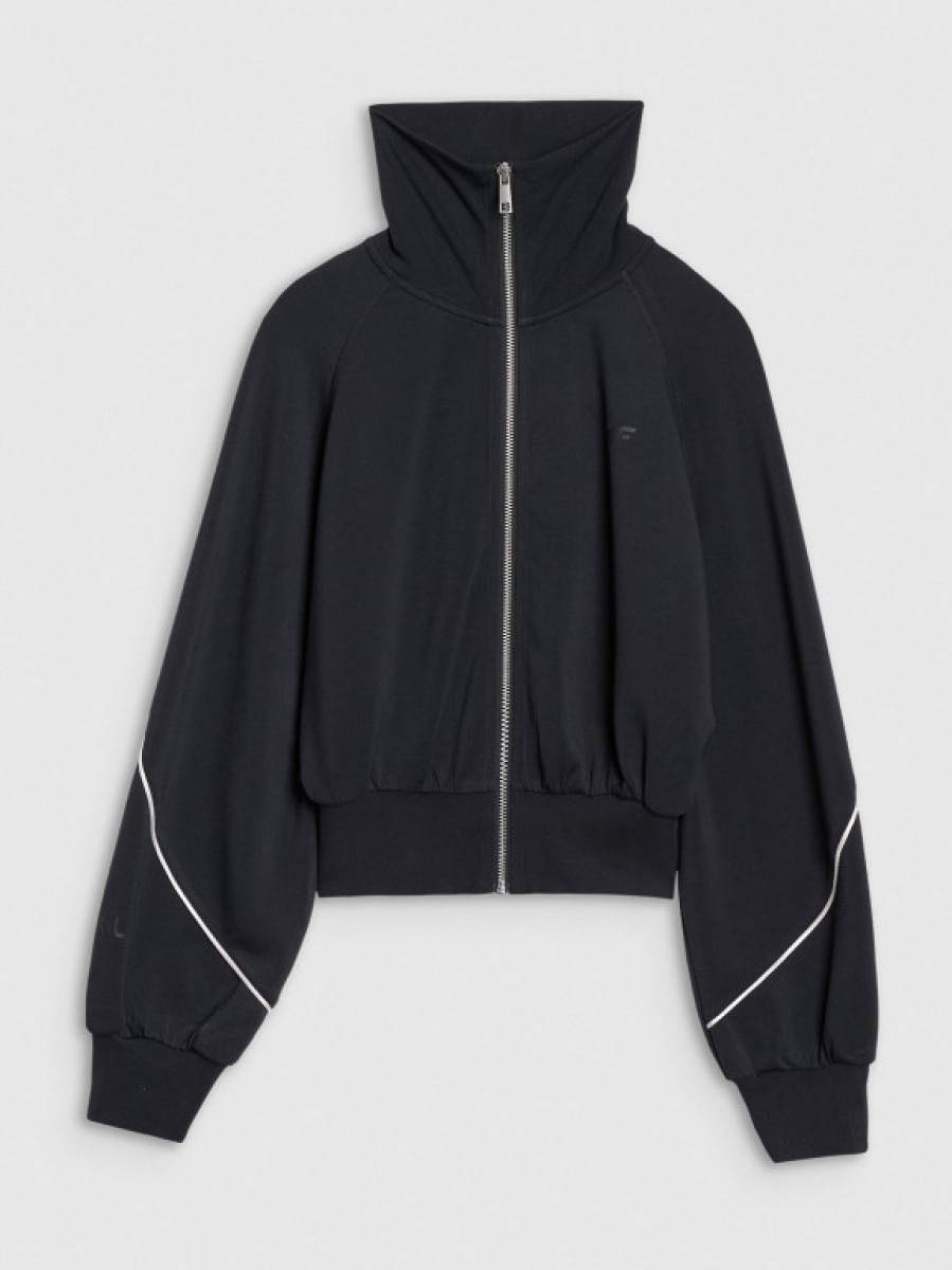 Damska bluza dresowa rozpinana bez kaptura 4F x Anna Lewandowska 4FALSSS25TSWSF2031 - czarna