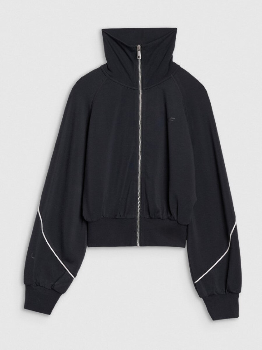 Damska bluza dresowa rozpinana bez kaptura 4F x Anna Lewandowska 4FALSSS25TSWSF2031 - czarna