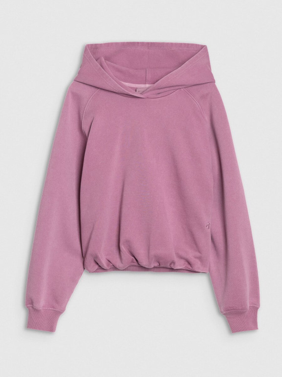Damska bluza dresowa nierozpinana z kapturem 4F x Anna Lewandowska 4FALSSS25TSWSF2049 - różowa