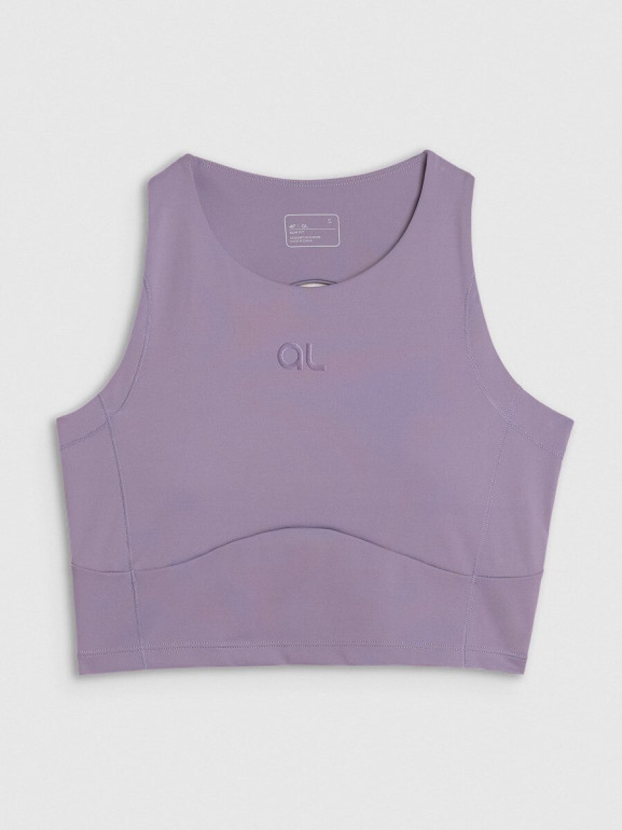 Damski crop top treningowy 4F x Anna Lewandowska 4FALSSS25TFSLF696 - fioletowy