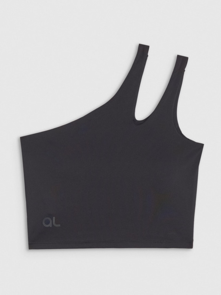 Damski crop top treningowy 4F x Anna Lewandowska 4FALSSS25TFSLF697 - czarny