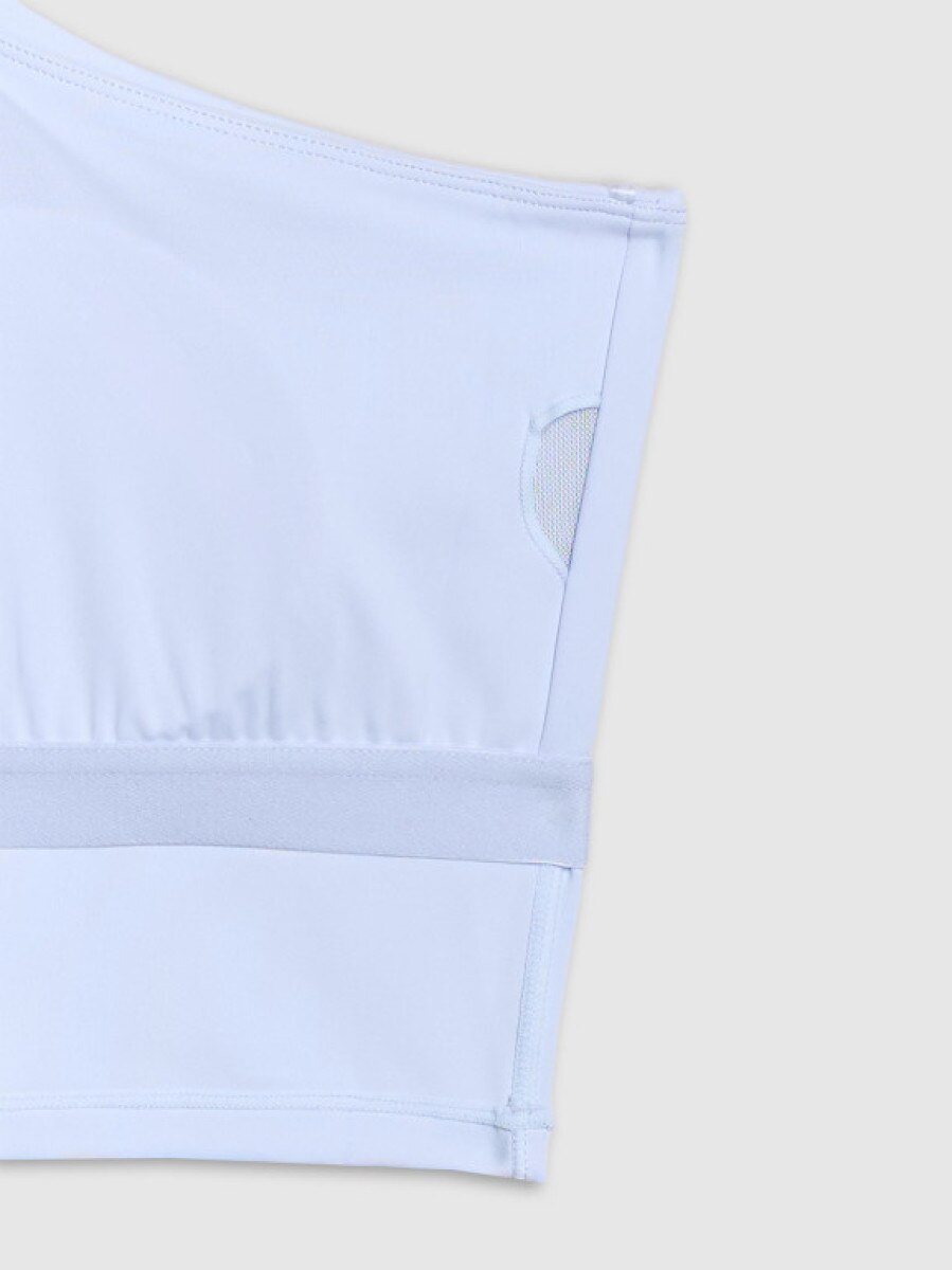 Damski crop top treningowy 4F x Anna Lewandowska 4FALSSS25TFSLF697 - niebieski