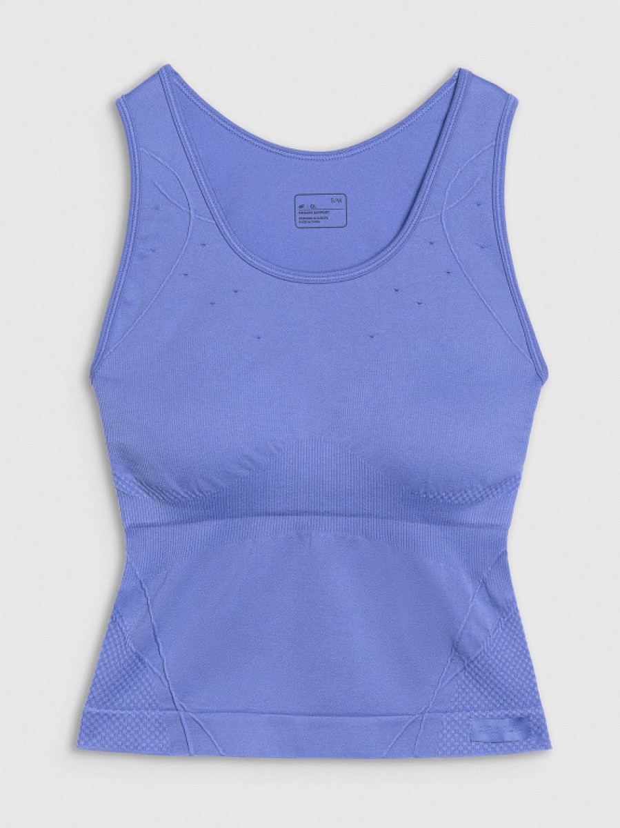 Damski top treningowy 4F 4FALSSS25TFSLF698 - niebieski