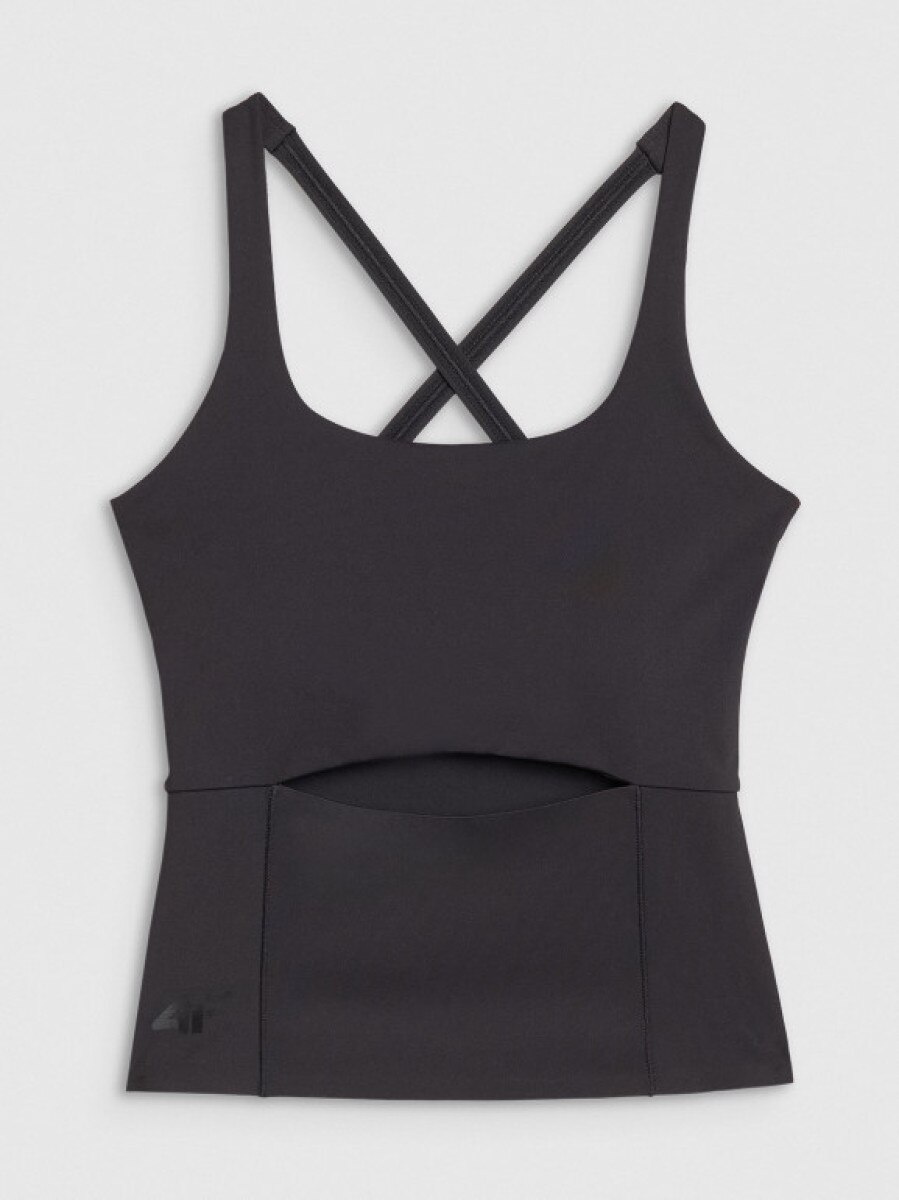 Damski top treningowy 4F 4FALSSS25TFSLF699 - brązowy