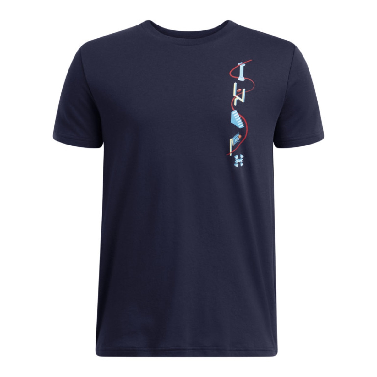 Chłopięcy t-shirt z nadrukiem Under Armour UA B Portal Logo SS - granatowy