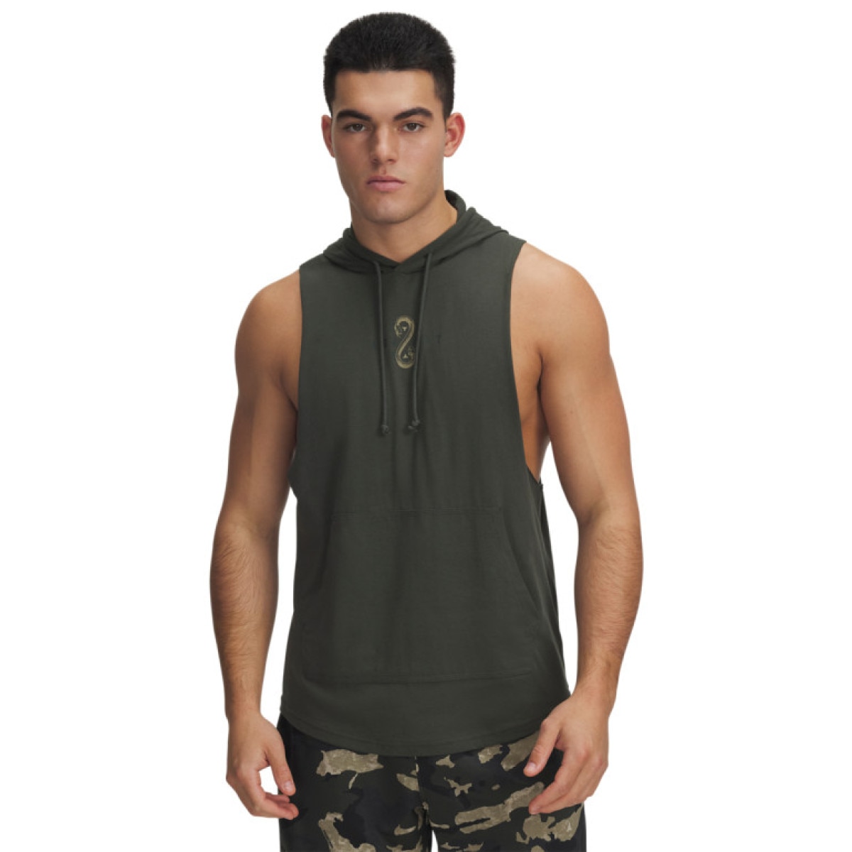 Męski top treningowy z kapturem Under Armour Project Rock Snake SL HD - khaki