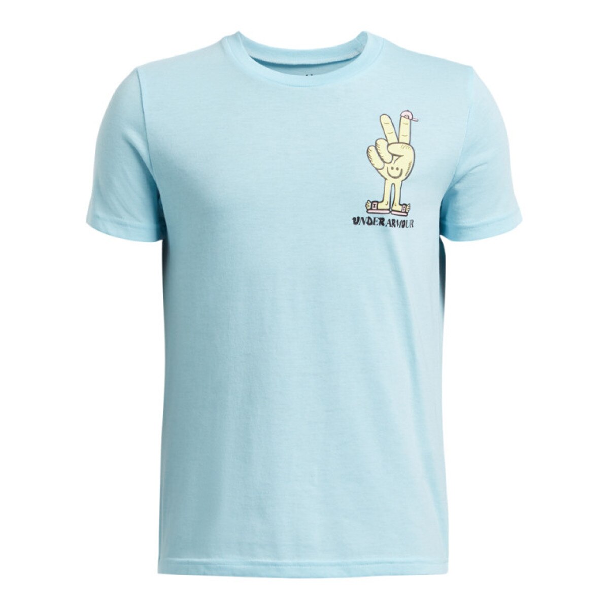 Chłopięcy t-shirt z nadrukiem Under Armour UA B Peace Love - niebieski