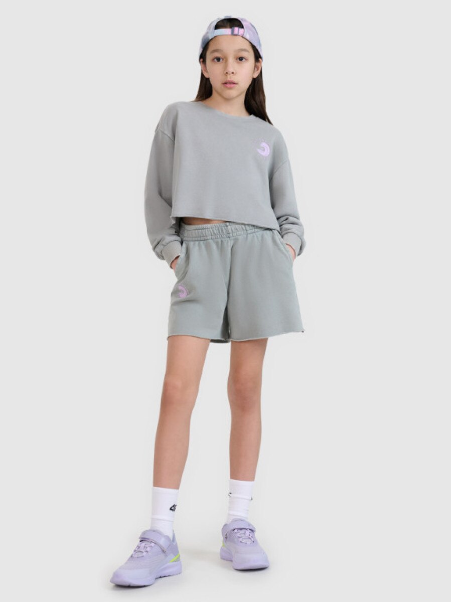 Dziewczęce spodenki dresowe 4F 4FJWSS25TSHOF484 - szare
